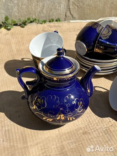 Чайный сервиз лфз кобальтовый СССР