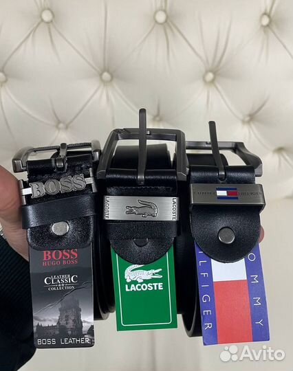 Мужской кожаный ремень Lacoste