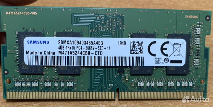 Оперативная память Samsung ddr4 2666 so-dimm 4 gb