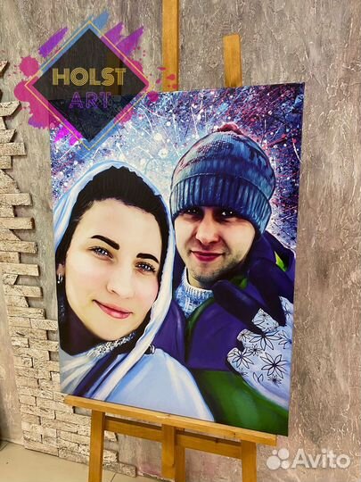 Портрет по фото на холсте