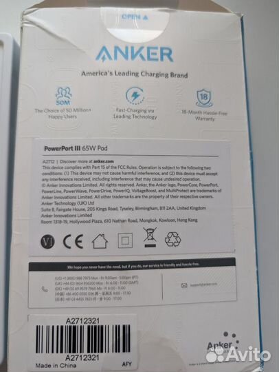 Зарядное устройство Anker Power Port lll 65W Pod