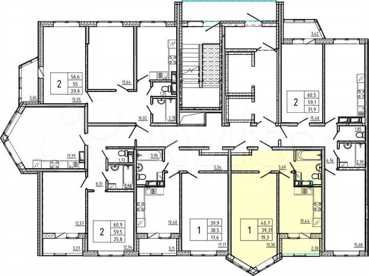 2-к. квартира, 40,7 м², 2/18 эт.