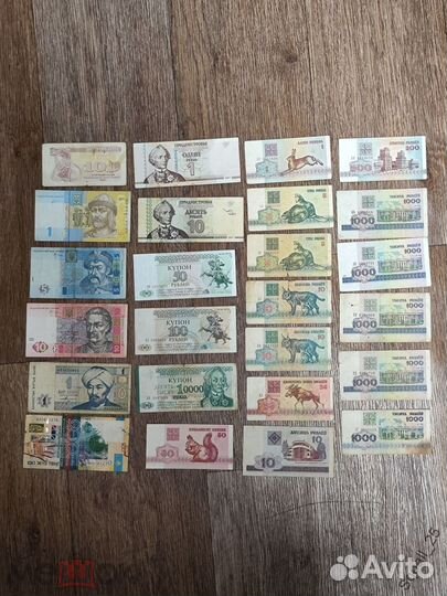 Банкноты снг / 107 штук / Разные страны и номиналы