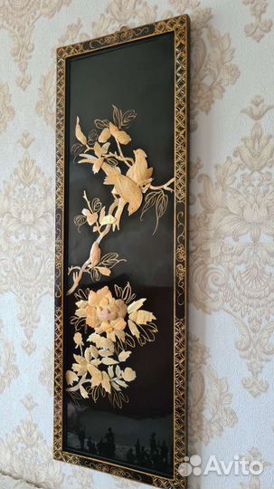 Панно из дерева. Лак.Кость. 1930-50г. Китай;Япония