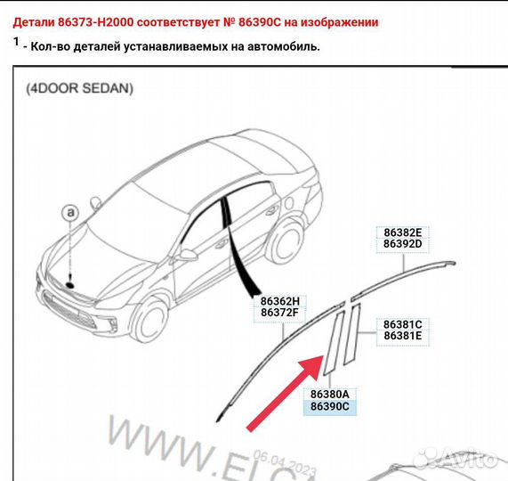 Пленка стойки двери передней правой KIA RIO 4