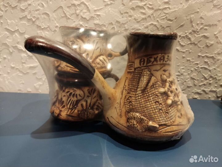 Кофейный набор 3 предмета: турка и 2 чашки