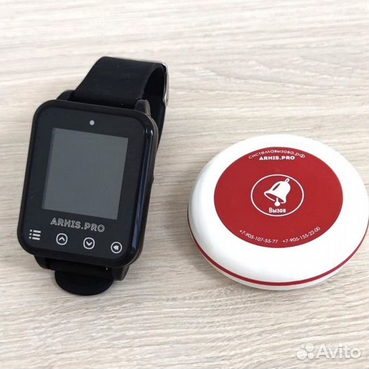 Кнопка вызова официанта и часы пейджер Элит