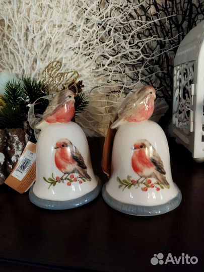 Колокольчик керамический, подвеска новогодняя