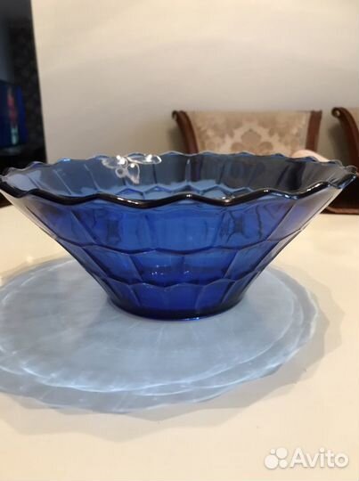 Салатник/фруктовница винтаж кобальтовое стекло 60