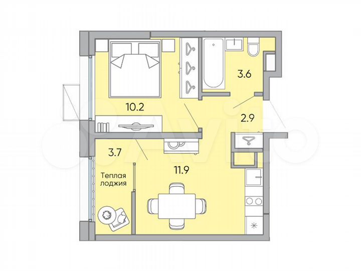 1-к. квартира, 32,3 м², 13/18 эт.