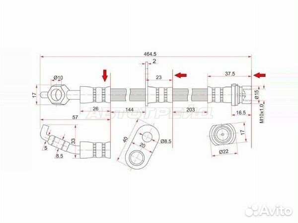 Шланг тормозной передний (Таиланд) toyota alphard/estima/previa/tarago 99- RH