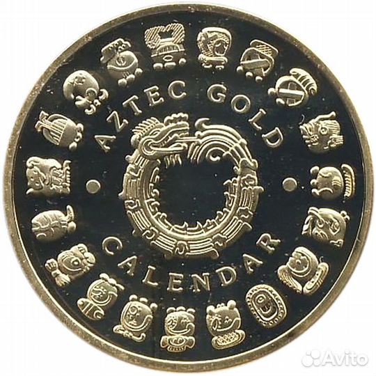 Жетон Календарь Ацтеков в цвете (Позолота)