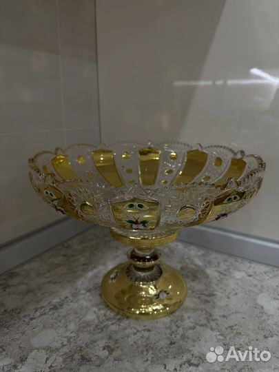 Ваза для фруктов на ножке хрусталь