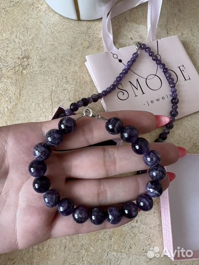 Бусы и браслет из натурального камня