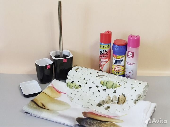 Штора для ванной Коврик Мыльница Стакан Ерш