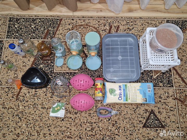 Аксессуары для грызунов и птиц+лоток-домик