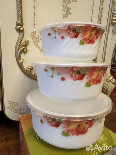 Набор салатников 3шт Lavenir с крышкой