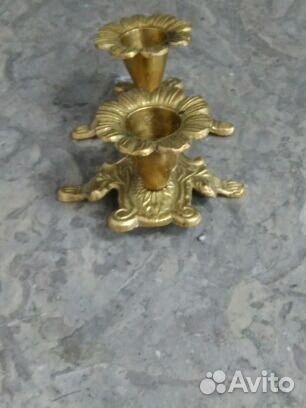 Подсвечник двухрожковый бронза