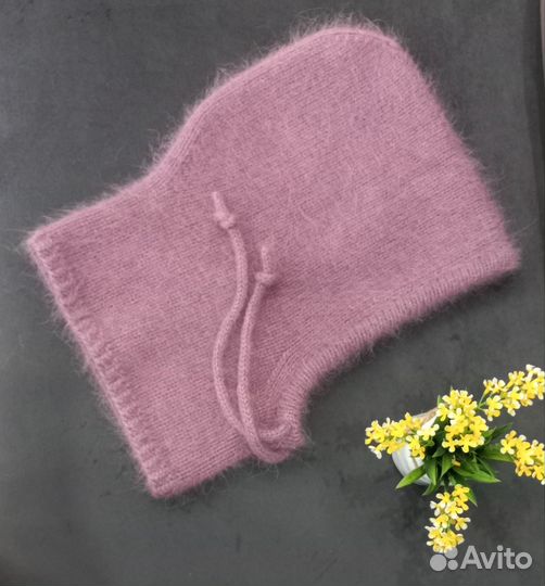 Капор, капюшон вязаный из пуха норки