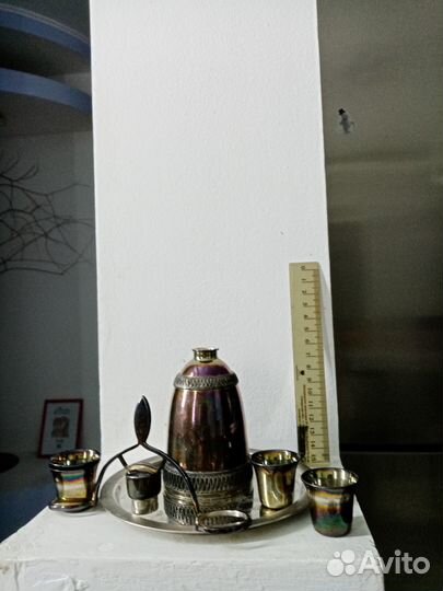 Мельхиор Старинный Штоф баба с коромыслом)