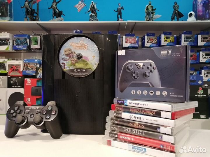 PS3 Super Slim + доп. джойстик M1 + игры на двоих