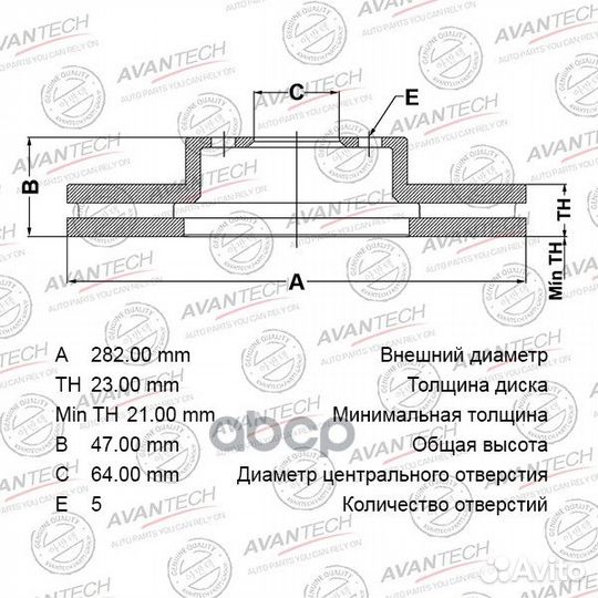 Диск тормозной avantech 45251S7AN10 / 45251-SCA