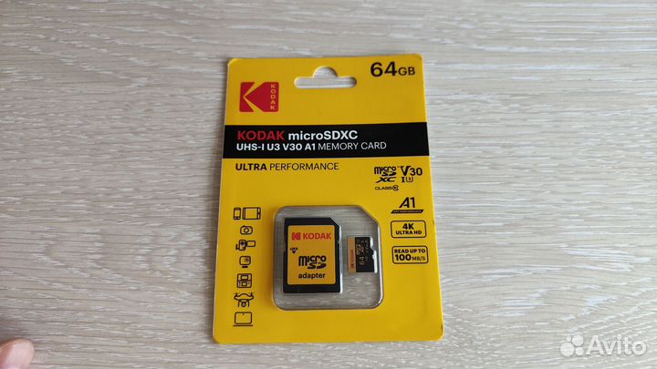 Карта памяти MicroSD Kodak, Kingston 64gb U3/V30