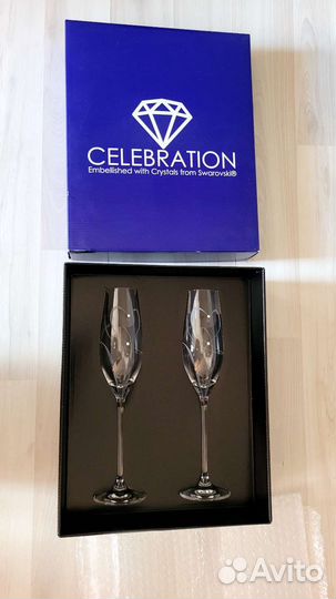 Бокалы свадебные со стразами swarovski