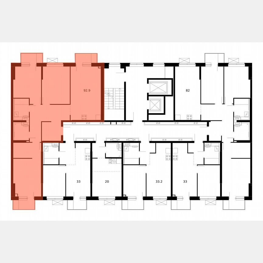 3-к. квартира, 91,7 м², 2/14 эт.