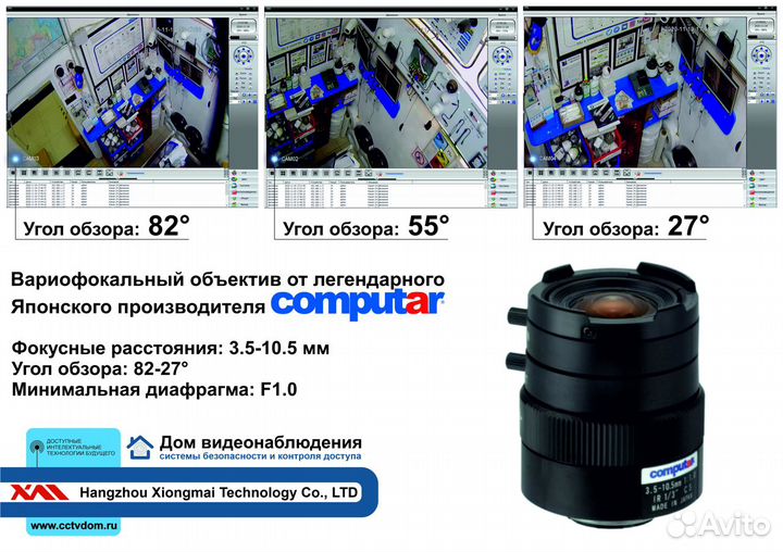 Комплект видеонаблюдения для кассы 3 камеры 2мП