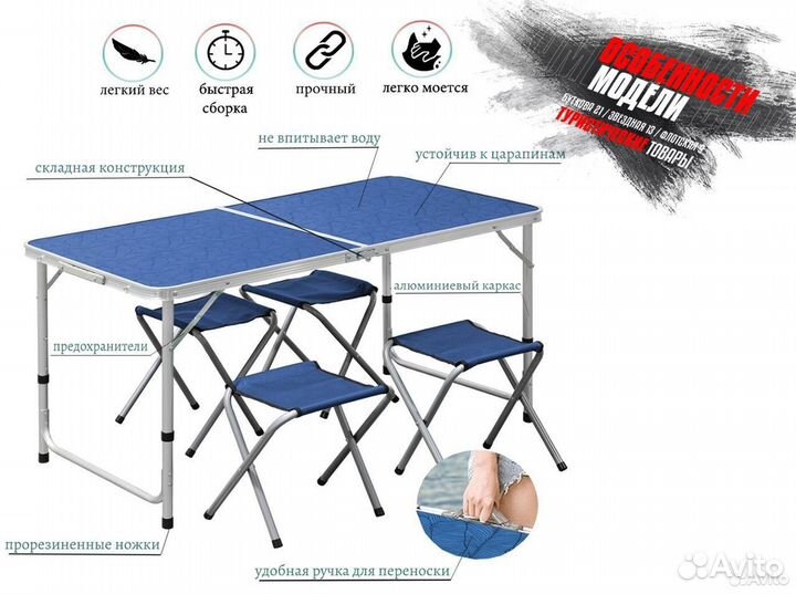 Стол складной регулируемый со стульями S4