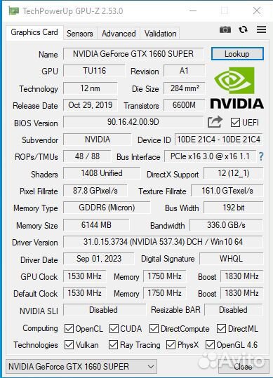 Geforce gtx 1660 super