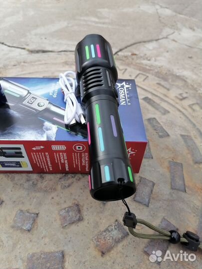 Мощный фонарь 5 тыщь метров 1 акб+1 в подарок
