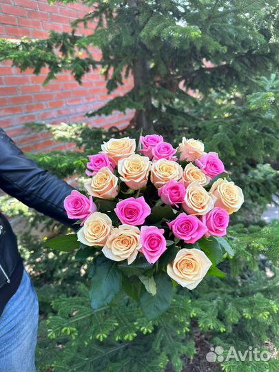 Букеты живых цветов Роза Голландия 15 25 51 75 101