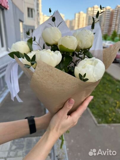 Цветы Букеты Розы51 101 501, Пионы в Домодедово