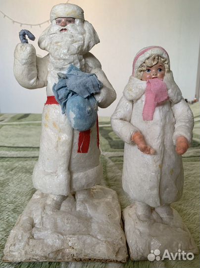 Дед мороз и снегурочка СССР папье маше