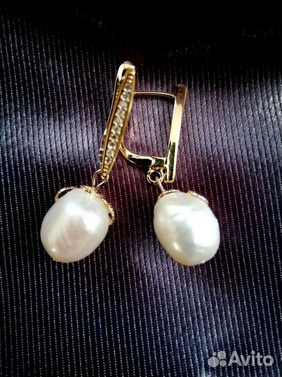 Серьги с натуральным жемчугом