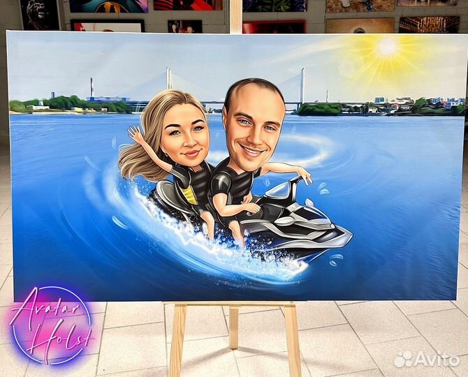 Шарж на холсте в Москве