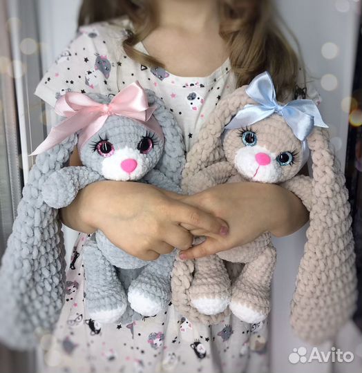 Зефирная зайка. Вязаная игрушка. Игрушка заяц