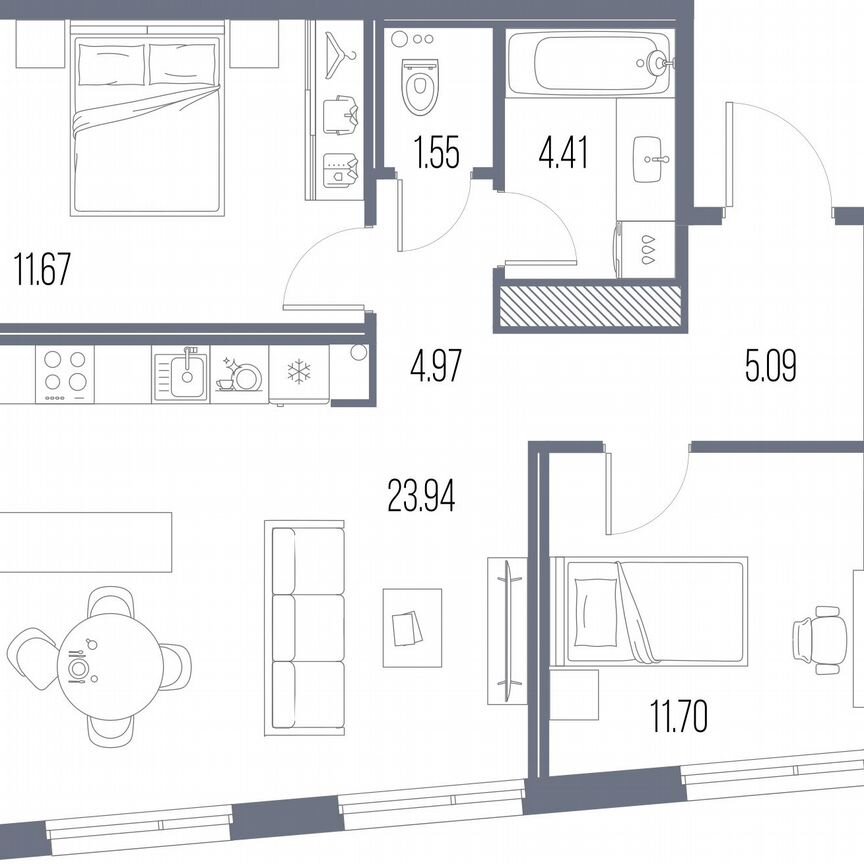 2-к. квартира, 63,3 м², 7/10 эт.