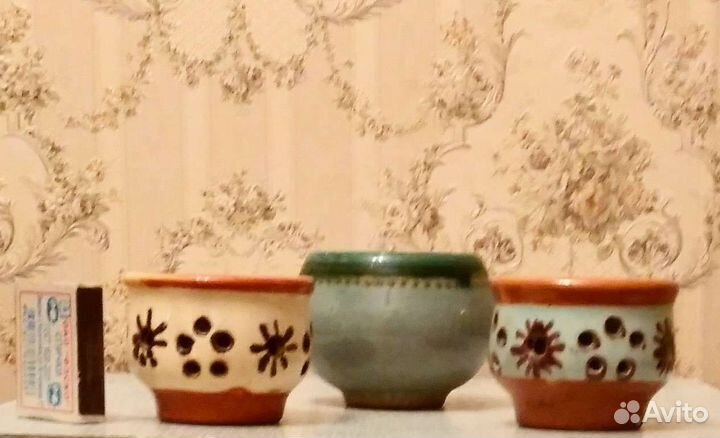 Горшки керамические для кактусов за 3 штуки