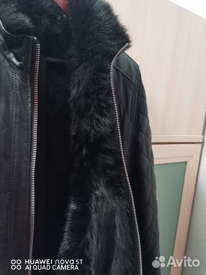 Мужская кожаная зимняя куртка