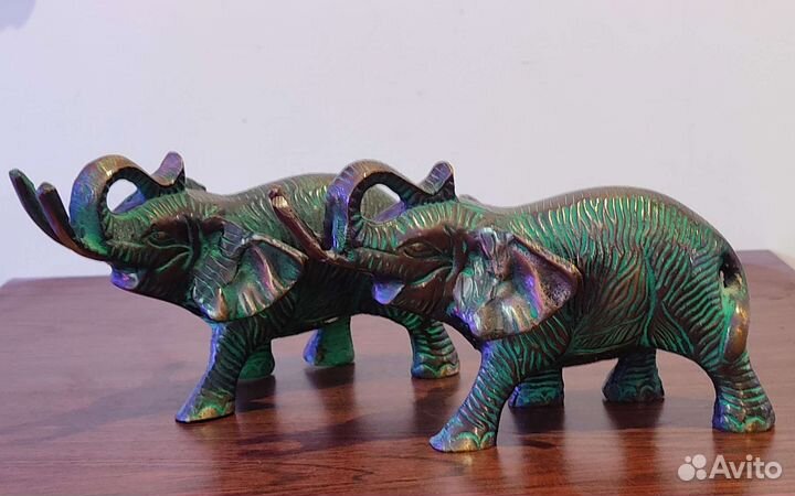 Статуэтки слоны, бронза, латунь