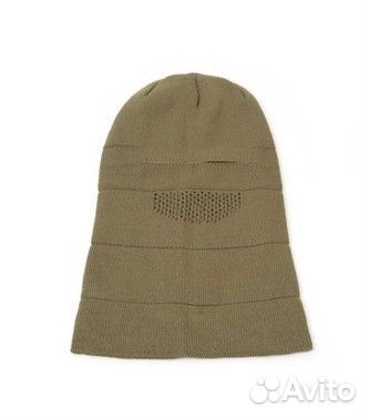 Шапка-балаклава вязаная с сеткой, цвет олива