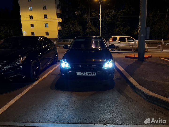 Передние фары priora с линзами, ксен, галочки амг