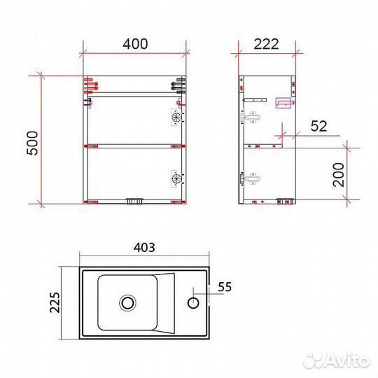 Тумба под раковину Art&Max family-400-1d-so-cv Се