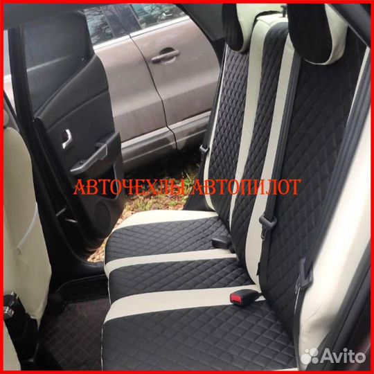 Чехлы Автопилот Kia Rio 3 Sd из экокожи бело-чёрны