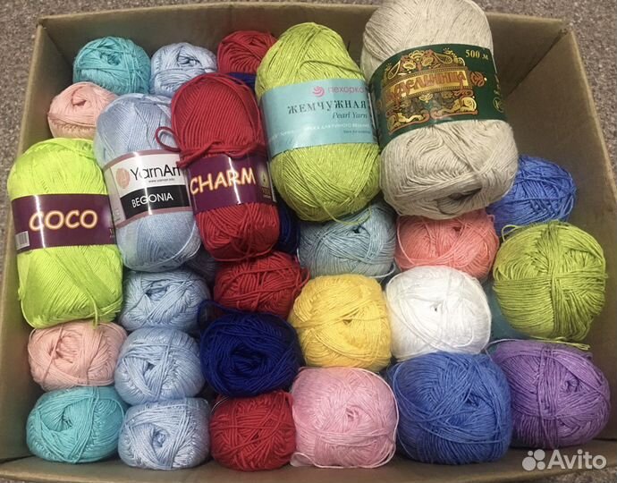 Пряжа новая, разная, хлопок и не только
