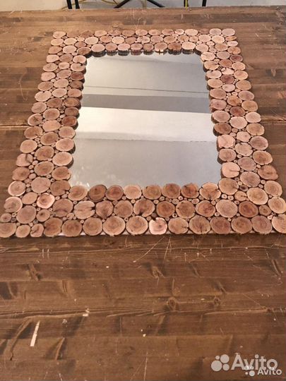 Панно-зеркало из сибирского можжевельника для бани
