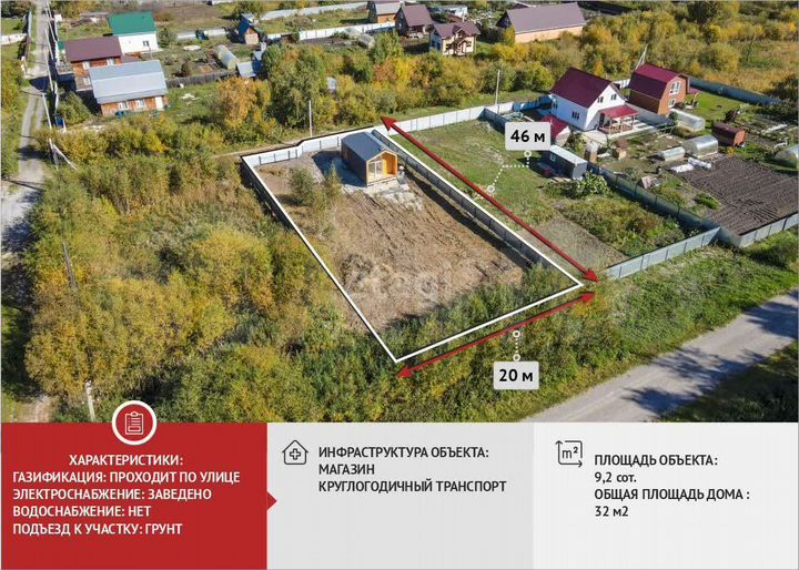 Дача 32 м² на участке 9,2 сот.